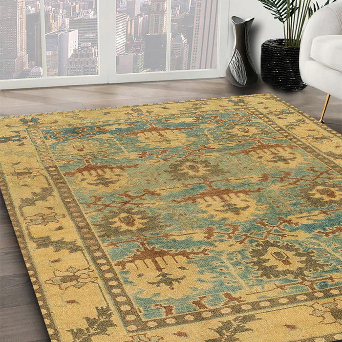 Machine Washable Abstract Gold Rug in a Family Room, wshabs1679