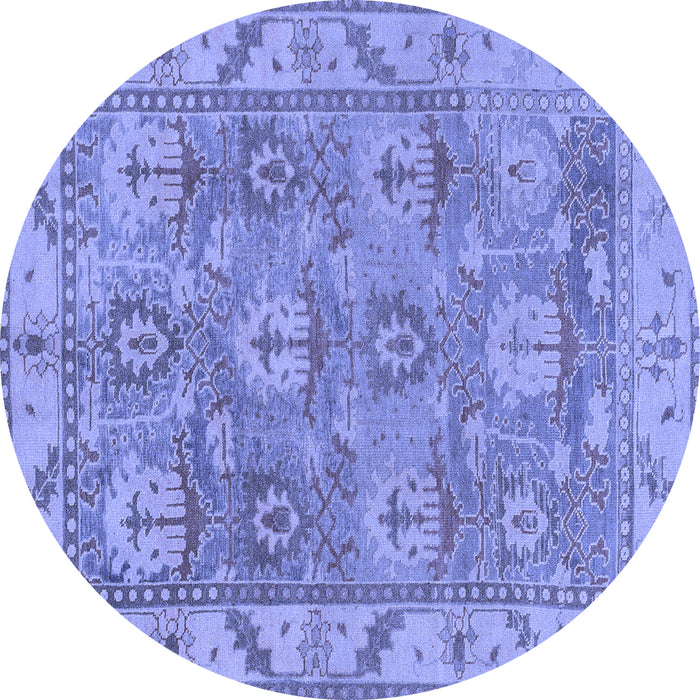 Round Machine Washable Oriental Blue Traditional Rug, wshabs1679blu