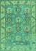 Machine Washable Oriental Turquoise Traditional Area Rugs, wshabs1679turq