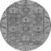 Round Machine Washable Oriental Gray Traditional Rug, wshabs1679gry