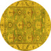 Round Oriental Yellow Traditional Rug, abs1679yw