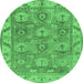 Round Oriental Emerald Green Traditional Rug, abs1679emgrn