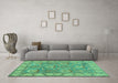 Machine Washable Oriental Turquoise Traditional Area Rugs in a Living Room,, wshabs1679turq