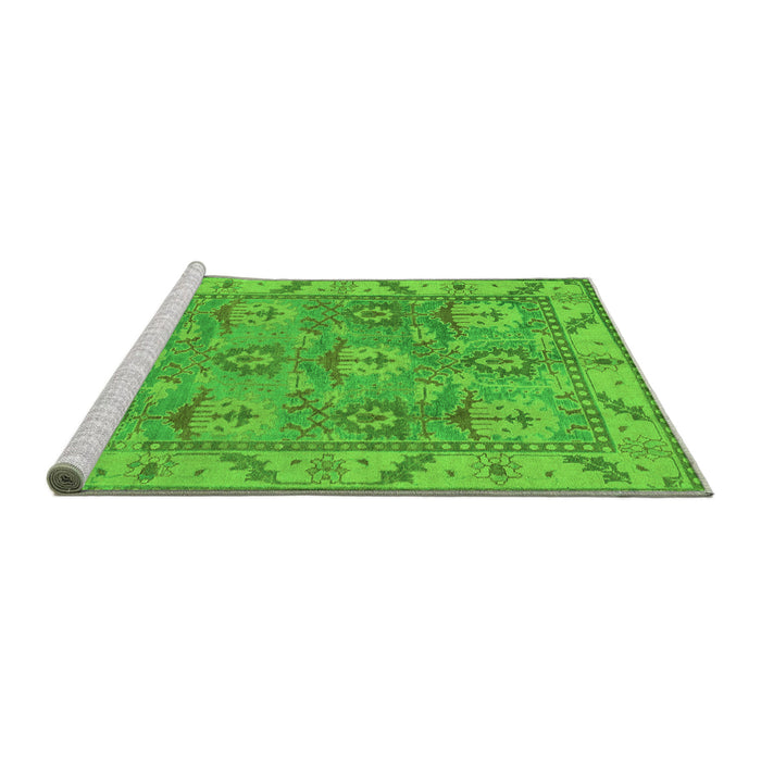 Sideview of Machine Washable Oriental Green Traditional Area Rugs, wshabs1679grn