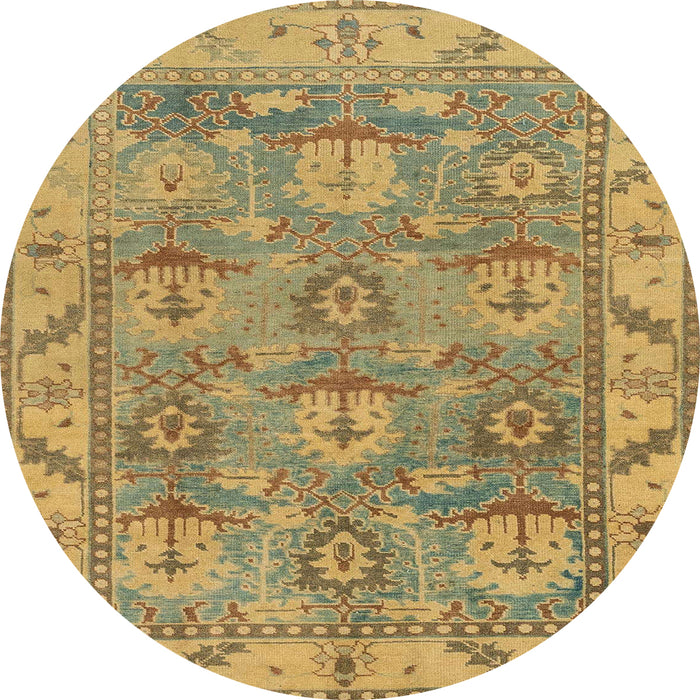 Round Machine Washable Abstract Gold Rug, wshabs1679