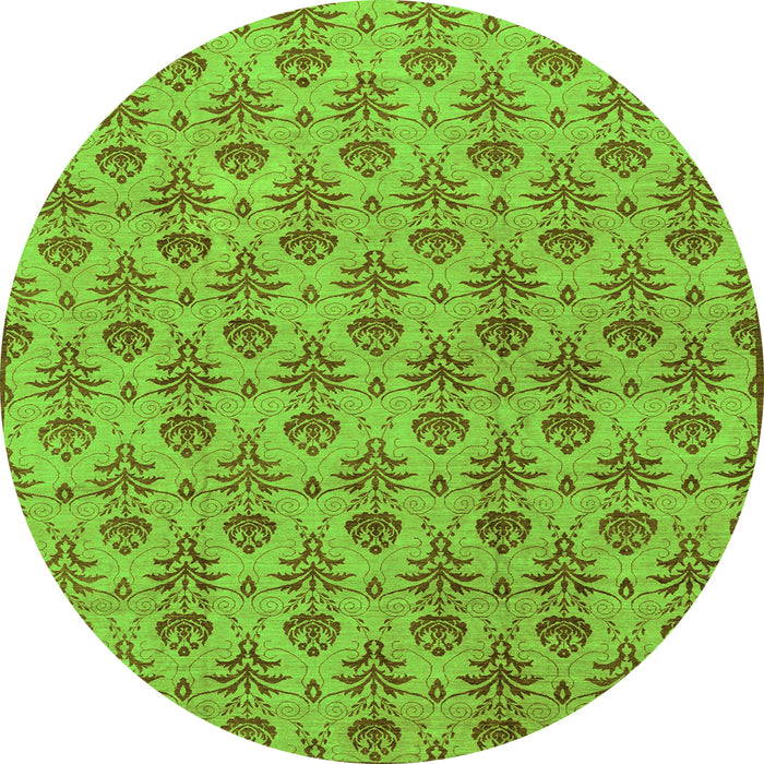 Round Abstract Green Modern Rug, abs167grn