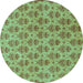 Round Abstract Turquoise Modern Rug, abs167turq