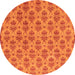 Round Machine Washable Abstract Orange Modern Area Rugs, wshabs167org