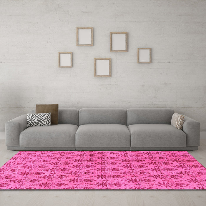 Machine Washable Abstract Pink Modern Rug in a Living Room, wshabs167pnk