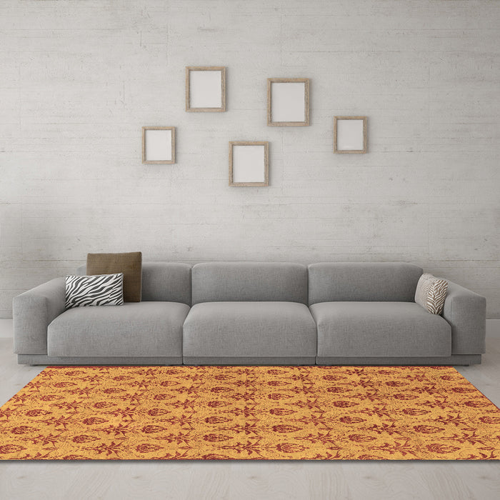 Machine Washable Abstract Brown Modern Rug in a Living Room,, wshabs167brn