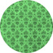 Round Abstract Emerald Green Modern Rug, abs167emgrn