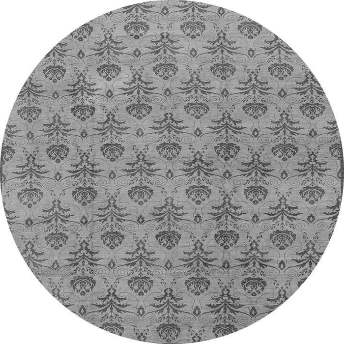 Round Machine Washable Abstract Gray Modern Rug, wshabs167gry