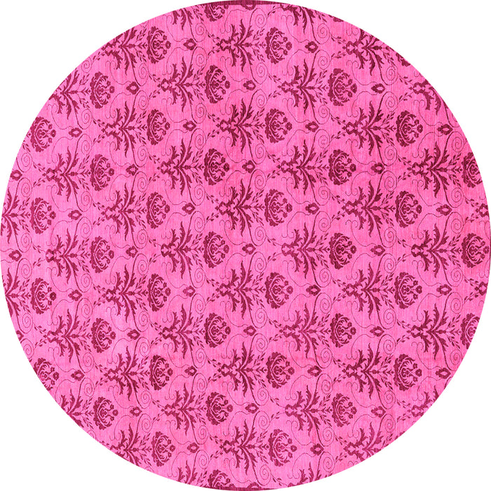 Round Abstract Pink Modern Rug, abs167pnk