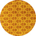 Round Machine Washable Abstract Yellow Modern Rug, wshabs167yw