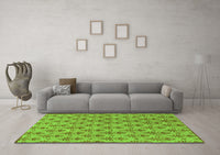 Machine Washable Abstract Green Modern Rug, wshabs167grn