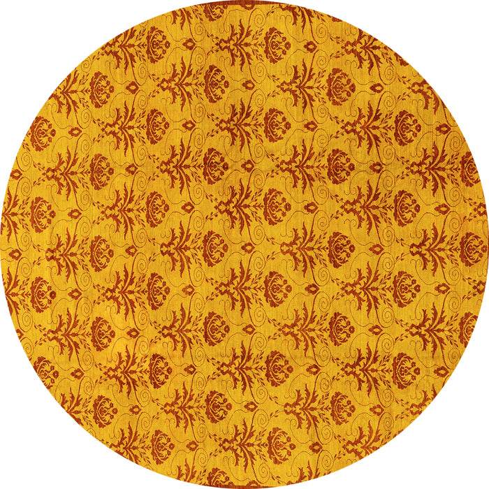 Round Abstract Yellow Modern Rug, abs167yw