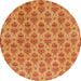 Round Abstract Orange Red Modern Rug, abs167