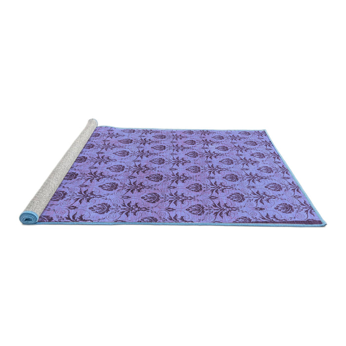 Sideview of Machine Washable Abstract Blue Modern Rug, wshabs167blu