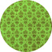 Round Machine Washable Abstract Green Modern Area Rugs, wshabs167grn