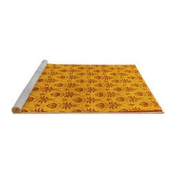 Sideview of Machine Washable Abstract Yellow Modern Rug, wshabs167yw