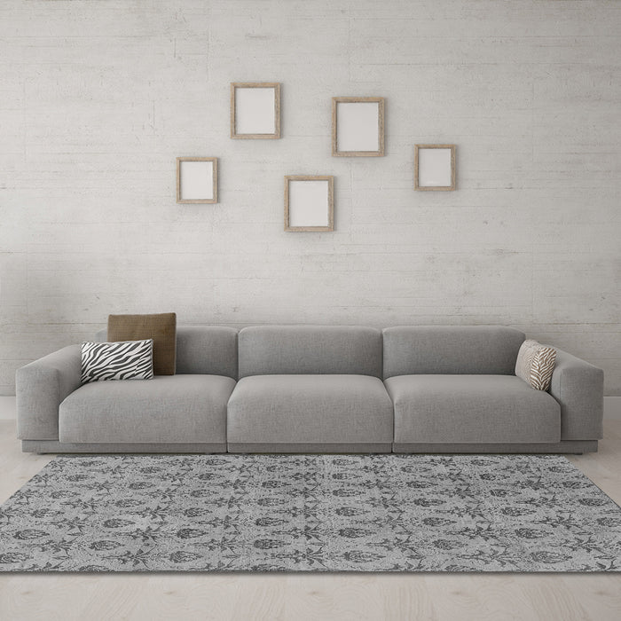 Machine Washable Abstract Gray Modern Rug in a Living Room,, wshabs167gry