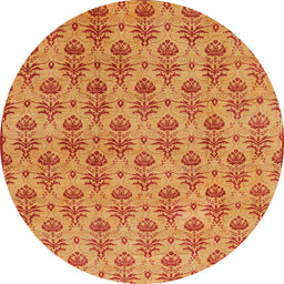 Round Machine Washable Abstract Orange Red Rug, wshabs167