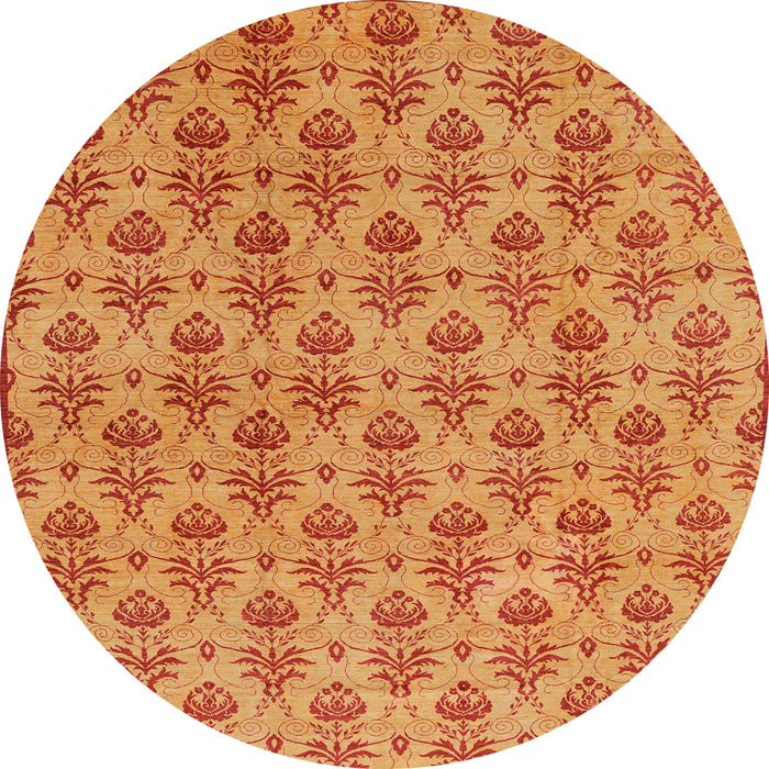 Round Machine Washable Abstract Orange Red Rug, wshabs167