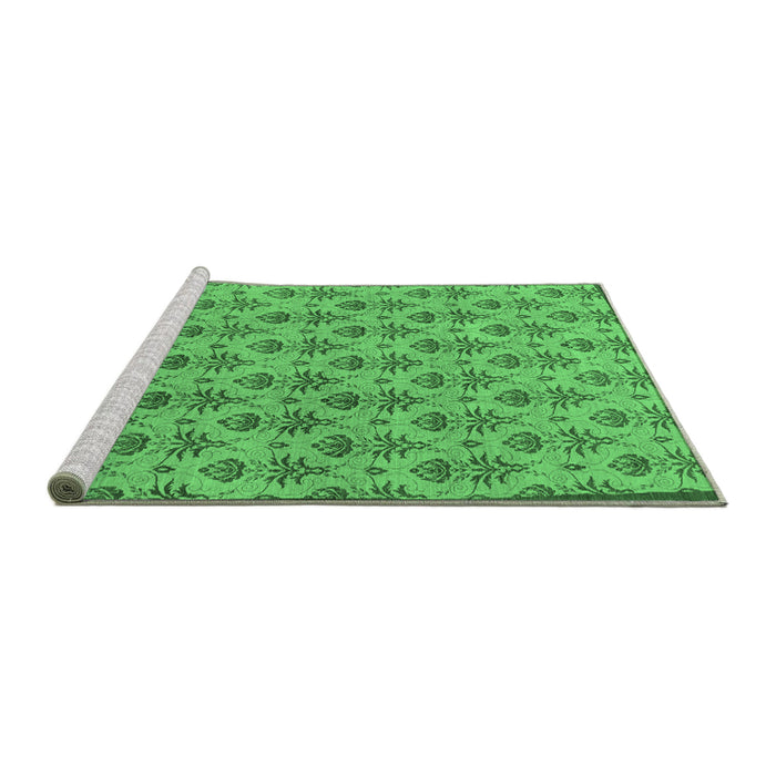 Sideview of Machine Washable Abstract Emerald Green Modern Area Rugs, wshabs167emgrn