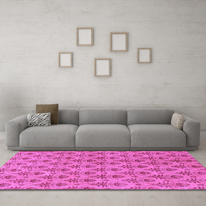 Machine Washable Abstract Purple Modern Area Rugs in a Living Room, wshabs167pur