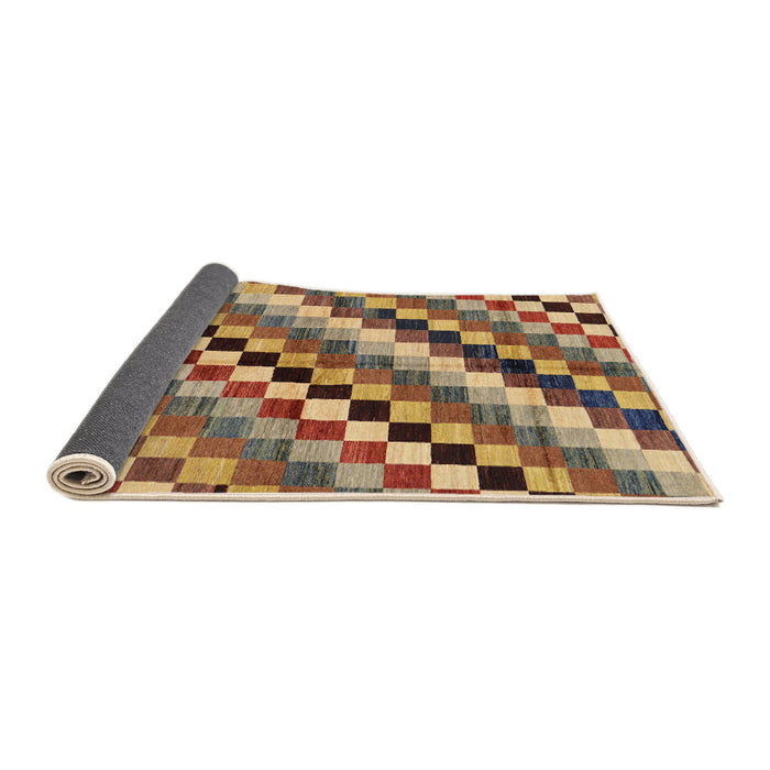 Sideview of Abstract Brown Red Checkered Rug, abs168