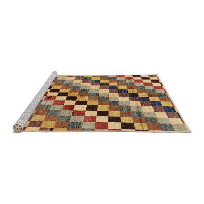 Sideview of Machine Washable Abstract Brown Red Rug, wshabs168