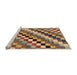 Sideview of Machine Washable Abstract Brown Red Rug, wshabs168