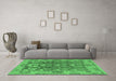 Machine Washable Abstract Emerald Green Modern Area Rugs in a Living Room,, wshabs1680emgrn