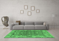 Machine Washable Abstract Emerald Green Modern Rug, wshabs1680emgrn