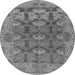 Round Machine Washable Abstract Gray Modern Rug, wshabs1680gry