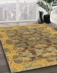 Abstract Gold Modern Rug, abs1680