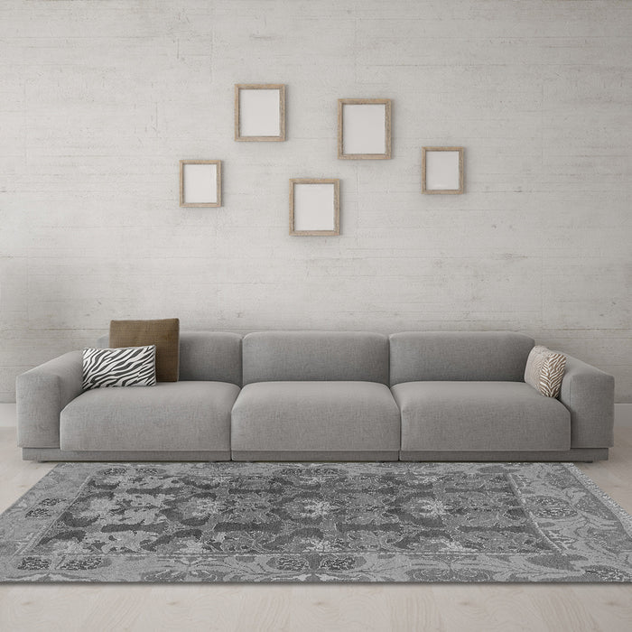 Machine Washable Abstract Gray Modern Rug in a Living Room,, wshabs1680gry