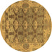 Round Machine Washable Abstract Brown Modern Rug, wshabs1680brn