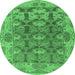 Round Abstract Emerald Green Modern Rug, abs1680emgrn