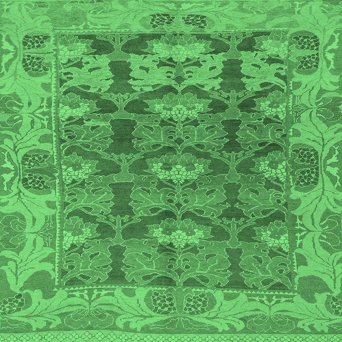Square Machine Washable Abstract Emerald Green Modern Area Rugs, wshabs1680emgrn