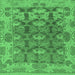 Square Machine Washable Abstract Emerald Green Modern Area Rugs, wshabs1680emgrn