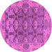 Round Machine Washable Abstract Purple Modern Area Rugs, wshabs1680pur