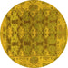 Round Machine Washable Abstract Yellow Modern Rug, wshabs1680yw