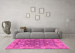 Machine Washable Abstract Pink Modern Rug in a Living Room, wshabs1680pnk