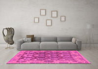 Machine Washable Abstract Pink Modern Rug, wshabs1680pnk