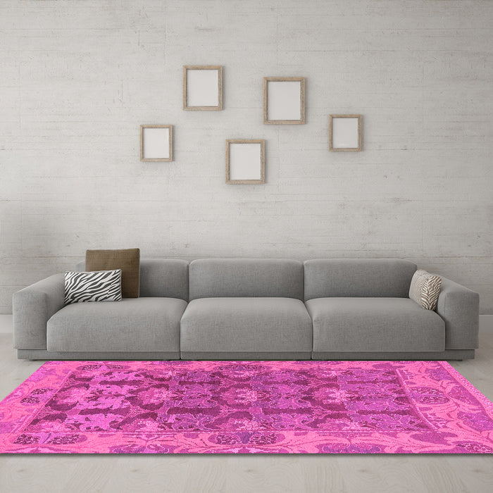 Machine Washable Abstract Pink Modern Rug in a Living Room, wshabs1680pnk
