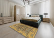 Abstract Gold Modern Rug in a Bedroom, abs1680