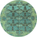 Round Abstract Light Blue Modern Rug, abs1680lblu