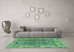 Machine Washable Abstract Turquoise Modern Area Rugs in a Living Room,, wshabs1680turq