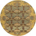 Round Machine Washable Abstract Gold Rug, wshabs1680